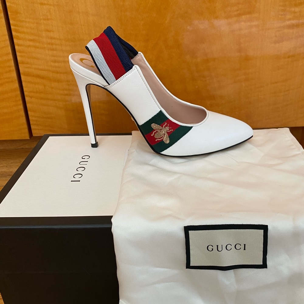 Gucci Sylvie Leather Slingback Pumps NWT